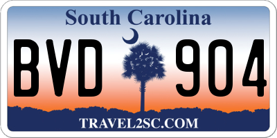 SC license plate BVD904