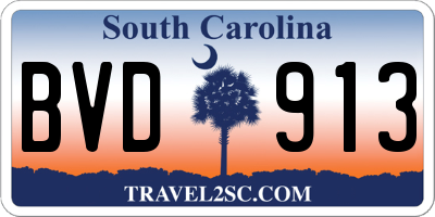 SC license plate BVD913