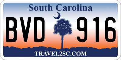 SC license plate BVD916