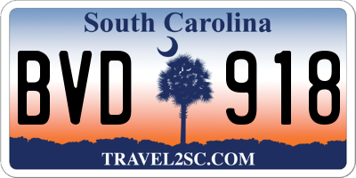 SC license plate BVD918