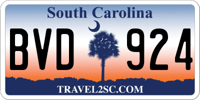 SC license plate BVD924