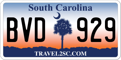 SC license plate BVD929