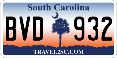SC license plate BVD932