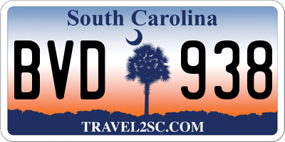 SC license plate BVD938