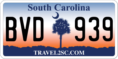 SC license plate BVD939