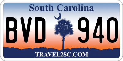 SC license plate BVD940
