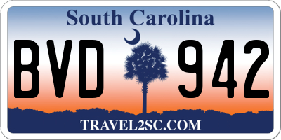 SC license plate BVD942