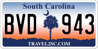 SC license plate BVD943