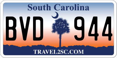 SC license plate BVD944