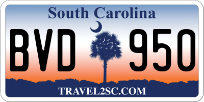 SC license plate BVD950