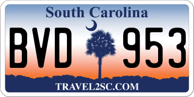SC license plate BVD953