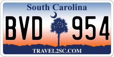 SC license plate BVD954