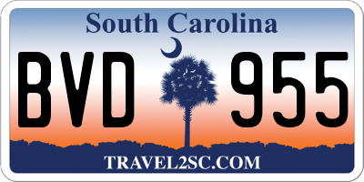 SC license plate BVD955