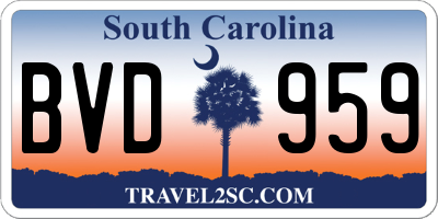 SC license plate BVD959