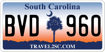 SC license plate BVD960