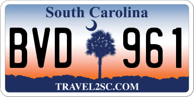 SC license plate BVD961