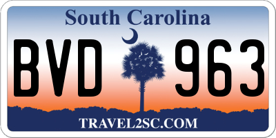 SC license plate BVD963