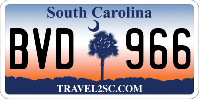 SC license plate BVD966