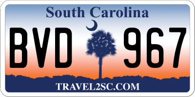 SC license plate BVD967
