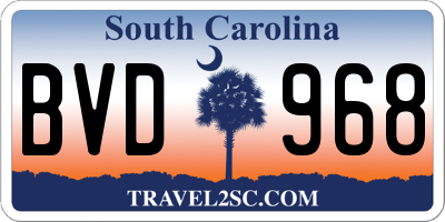 SC license plate BVD968