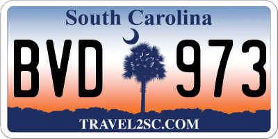 SC license plate BVD973
