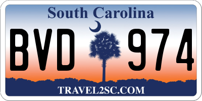 SC license plate BVD974