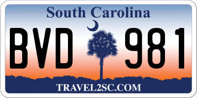 SC license plate BVD981