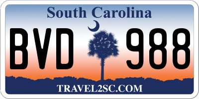 SC license plate BVD988