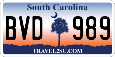 SC license plate BVD989