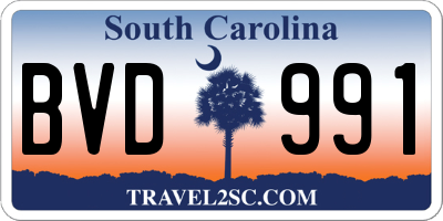 SC license plate BVD991