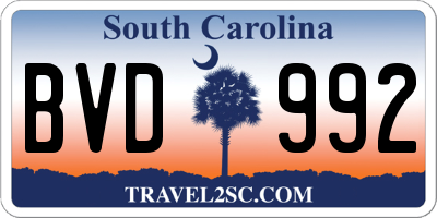 SC license plate BVD992