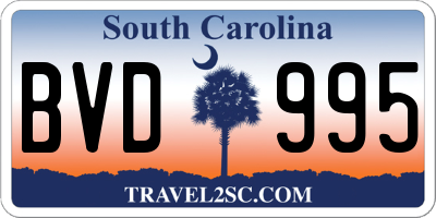 SC license plate BVD995