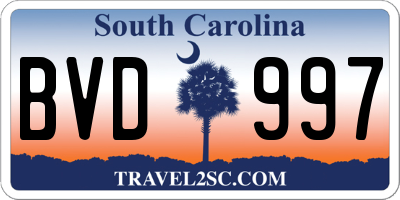 SC license plate BVD997