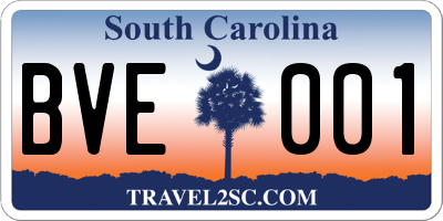 SC license plate BVE001