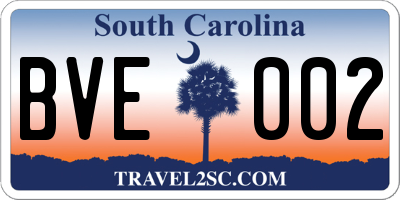 SC license plate BVE002
