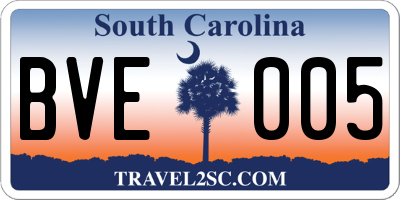 SC license plate BVE005