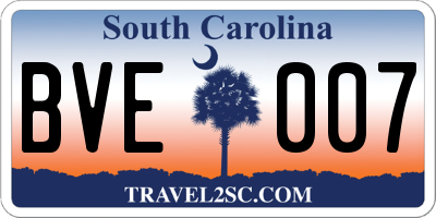 SC license plate BVE007