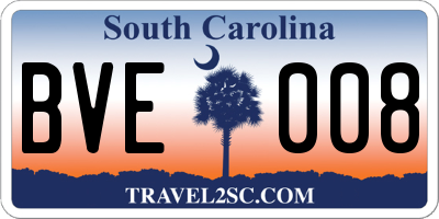 SC license plate BVE008
