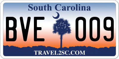 SC license plate BVE009