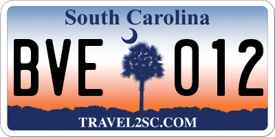 SC license plate BVE012