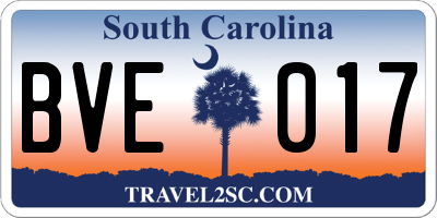 SC license plate BVE017