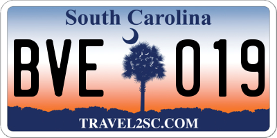 SC license plate BVE019