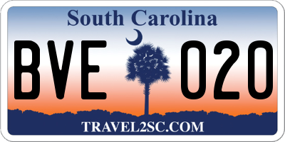 SC license plate BVE020