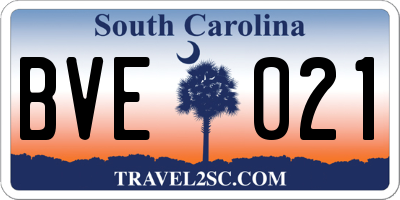 SC license plate BVE021