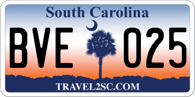 SC license plate BVE025