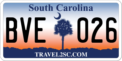 SC license plate BVE026