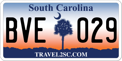 SC license plate BVE029