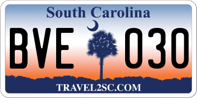 SC license plate BVE030