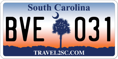 SC license plate BVE031