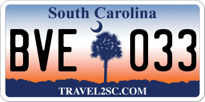 SC license plate BVE033